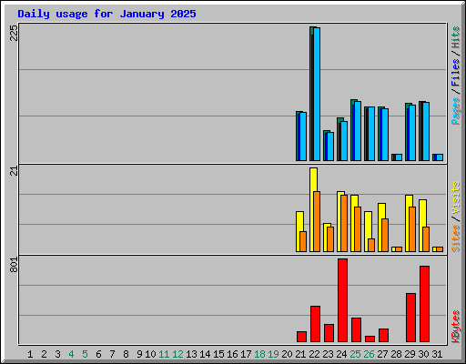 Daily usage for January 2025